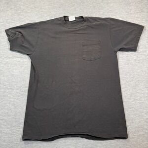 Key Elemtns T-Shirt Men‎ M Black Pocket Tee Solid Cotton Crew Neck VTG 90s